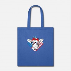 4th Of July Patriotic Cow With Usa Flag Sunglasses Royal Blue Tote Bag